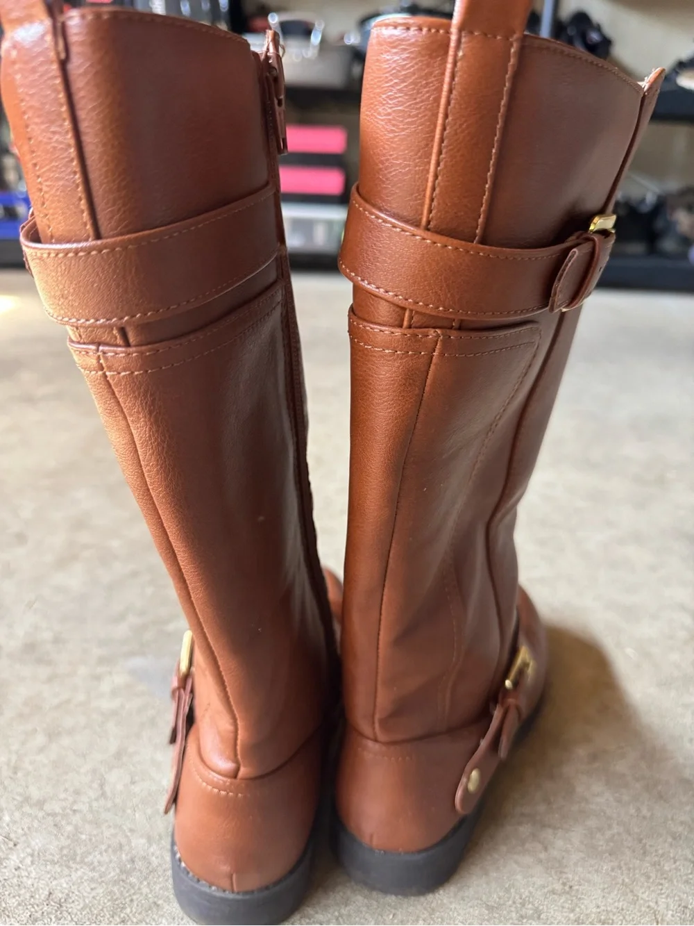 Girl’s Brown Tall Riding Boots with Buckle Detail